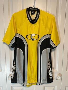 Cannondale Cycling Jersey Men’s XL Yellow Black Made in USA Bike Shirt
